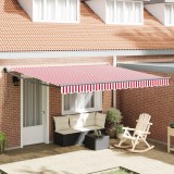 vidaXL Marcheta Retractabilă Automată cu Dungi Roșii și Albe 400x300 cm