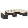 Set canapele de gradina cu perne, 11 piese, negru, poliratan