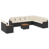 Cumpara ieftin Set canapele de gradina cu perne, 11 piese, negru, poliratan