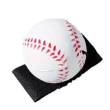 Minge saltareata hiperelastica model baseball cu bratara pentru incheietura, Space Moon Ball antistres, 66 mm, alb cu rosu, pentru copii si adulti