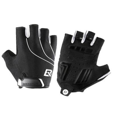 Manusi pentru Ciclism Marimea M - RockBros Fingerless Gloves (S107-M) - Black foto