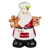 Figură Moș Crăciun Cofetar Ceramică Roșu pentru Sărbători, CMCLASS