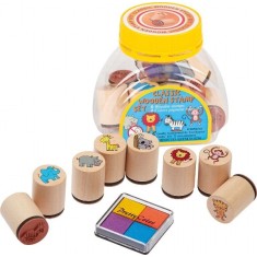 Set de 8 stampile cu animale tusiera inclusa