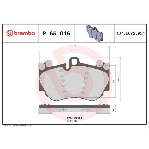 Placute frana Audi R8 (4s3 4sp) 07.15-, R8 Spyder (4s9 4sr) 05.16-; Porsche Cayenne (9pa) 09.02-12.10, Fata, BREMBO