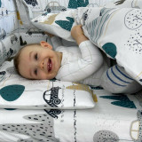 Paturica pufoasa MimiNu cu doua fete 75x100 cm tesatura Minky si bumbac Childrens Journey Grey