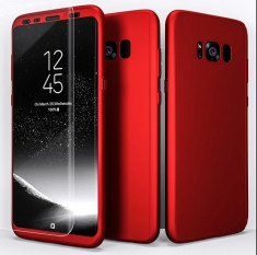 Husa protectie 360 fata + spate + folie silicon Samsung S8 Plus ; S8+ , Rosu foto