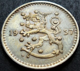 Cumpara ieftin Moneda istorica 1 MARKKA - FINLANDA, anul 1937 *cod 2533 A, Europa