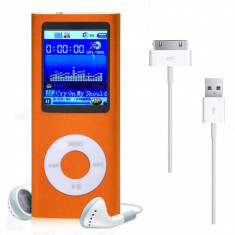 Mini MP3 MP4 Player Radio cu afisaj digital, capacitate card pana la 32GB, culoare Portocaliu foto