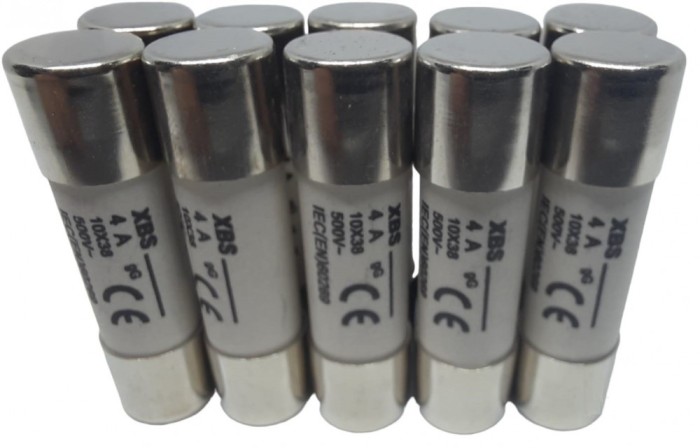 Set 10 sigurante 10x38 4A fuzibile cilindrice ceramica 500V AC gG