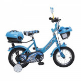 Bicicleta pentru copii 1282 cu roti ajutatoare 12inch Racer Blue, Moni