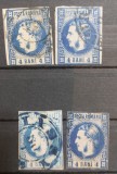 Romania 1868 - Lot studiu Carol l cu Favoriti,4 bani