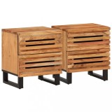 Cumpara ieftin Noptiere, 2 buc., 40x34x46 cm, lemn masiv de acacia