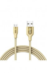 Cablu de date Anker Premium PowerLine+ Nylon MicroUSB 1.8m Auriu foto