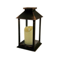 Felinar decorativ, LED, maro-cupru, 3xAAA, 14x14x33 cm GartenVIP DiyLine foto
