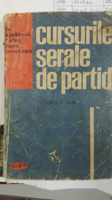 Cursurile serale de partid, anul II Sate, Editura Politica, 1962
