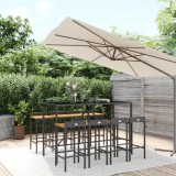 VidaXL Set bar pentru grădină, 9 piese, negru, poliratan/lemn acacia
