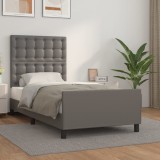 VidaXL Cadru de pat cu tăblie, gri, 90x200 cm, piele ecologică