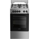 Aragaz Arctic AGG5611DTTLXN, Gaz, 4 arzatoare, Aprindere electrica plita/cuptor, Safety Plus, Grill, Rotisor, Timer, Arzatoare cu eficienta ridicata,