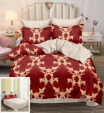 Cumpara ieftin Lenjerie Pat Constanta Sf031, Bumbac, 4 Piese, Fara Elastic, Portocaliu, Rosu