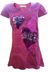 Tricou cu sequin reversibil Desigual fete, rosu, marimea 158-164 cm, 13-14 ani foto