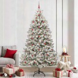 VidaXL Brad de Crăciun artificial Verde și alb 240 cm PVC și Metal 3395766