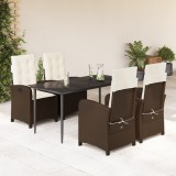 vidaXL Set mobilier de grădină, 5 piese, cu perne, maro, poliratan 3212334