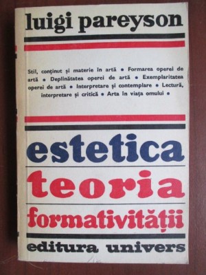 Estetica, teoria formativitatii-Luigi Pareyson foto