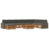 vidaXL Set de canapele de exterior cu pernă 9 pcs Natural și Antracit 3383760