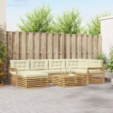 vidaXL Set de canapele de exterior cu pernă 7 pcs Alb și crem 3390790