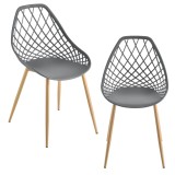 Scaune design FeliciaG set 2 buc plastic/metal gri [en.casa] HausGarden Leisure