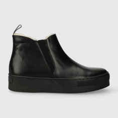 Charles Footwear ghete chelsea de piele Nessa femei, culoarea negru, cu platforma, Nessa.Mini.Boots.Black