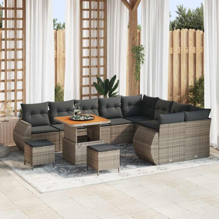 vidaXL Set de canapele pentru grădină 12 pcs Gri 80 x 80 x 71 cm 3363863