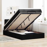 vidaXL Pat otoman cu saltea negru 120x190 cm stofa 3311361