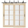 VidaXL Set feronerie pentru uși glisante, negru, 213,5 cm, oțel 3295728