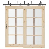 VidaXL Set feronerie pentru uși glisante, negru, 213,5 cm, oțel