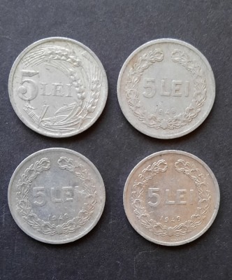 Lot 4 x 5 Lei Romania, anii 1947 - 1949, G 4590 foto