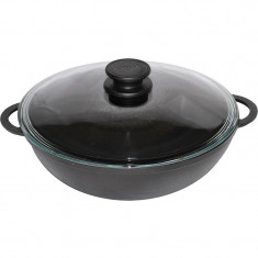 Wok fonta cu capac sticla 30cm Handy KitchenServ foto