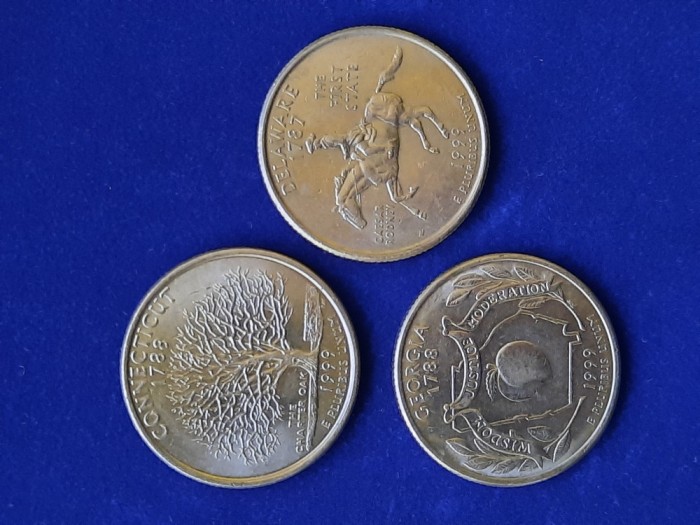 Lot 3 x 1/4 Dollar &quot;Washington Quarter&quot; 1999, USA - B 5831