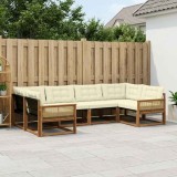 vidaXL Set de canapele de exterior cu pernă 6 pcs Natural și Crem 3381650