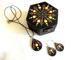 set cadou . cutie lemn si set bijuterii cu mandala 43618