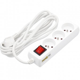 Prelungitor electric cu impamantare, Vorel, 3 prize, 3 m, Alb, Plastic, ON/OFF foto