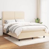 Cumpara ieftin Pat box spring cu saltea, crem, 140x200 cm, textil