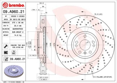 BREMBO 09.A960.21 PRIME LINE - UV Coated Disc frana foto