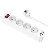 Cumpara ieftin Priza HOCO Prelungitor 4 Biti + 2 x USB A + Tip C PD QC 3A 20W NS1 Alb - Putere si Versatilitate