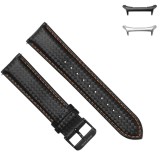 Curea piele compatibila Samsung Galaxy Watch Ultra2, Telescoape QR, 22mm, Negru/Portocaliu
