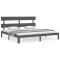 Cadru pat cu tablie 200x200 cm, gri, lemn masiv
