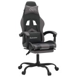 Cumpara ieftin Scaun de gaming pivotant/suport picioare negru/gri piele eco