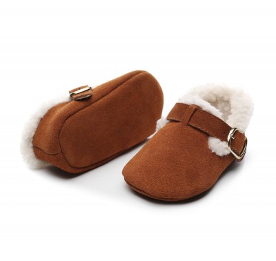 Pantofiori maro imblaniti pentru fetite - Lilly (Marime Disponibila: 3-6 luni foto