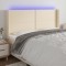 vidaXL Tăblie de pat cu LED, crem, 183x16x118/128 cm, textil 3123927