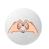 Cumpara ieftin Insigna metalica rotunda cu ilustratie maini in forma de inima, model simbol iubire si conexiune